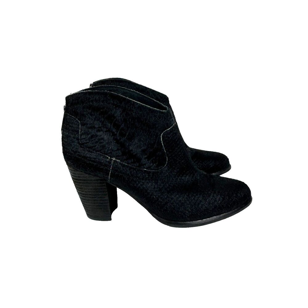 Ugg Charlotte Snake Embossed Calf Hair Ankle Booties Western Boots Black sz 9